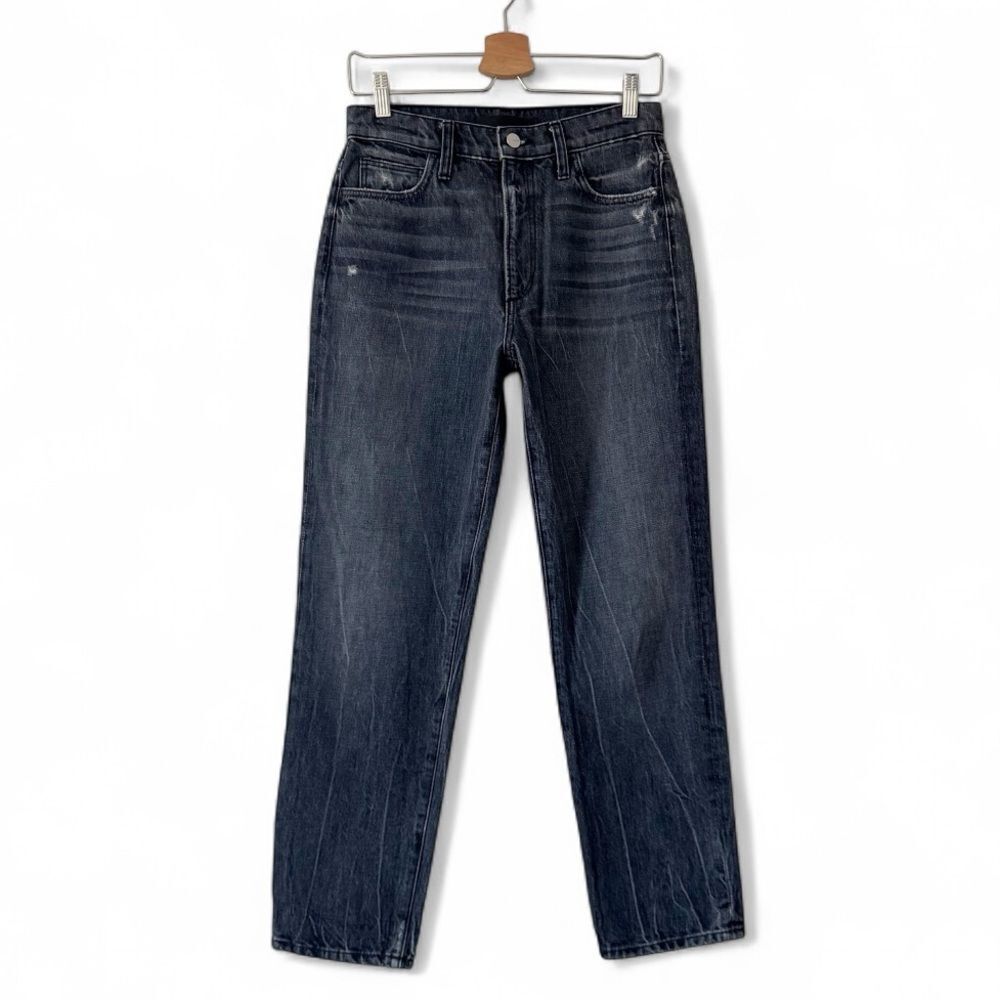 Joe’s Jeans The Honor High Rise Vintage Straight Distressed Black Wash Sz 26 25